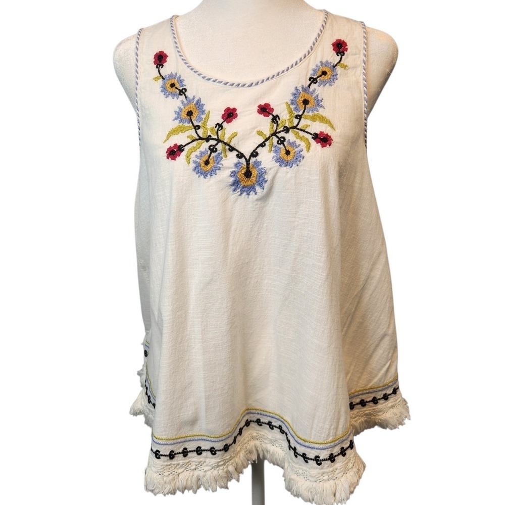 Boho Festival Cottagecore Ethereal Peasant‎ Coastal Hippie Artistic Tank Top XS